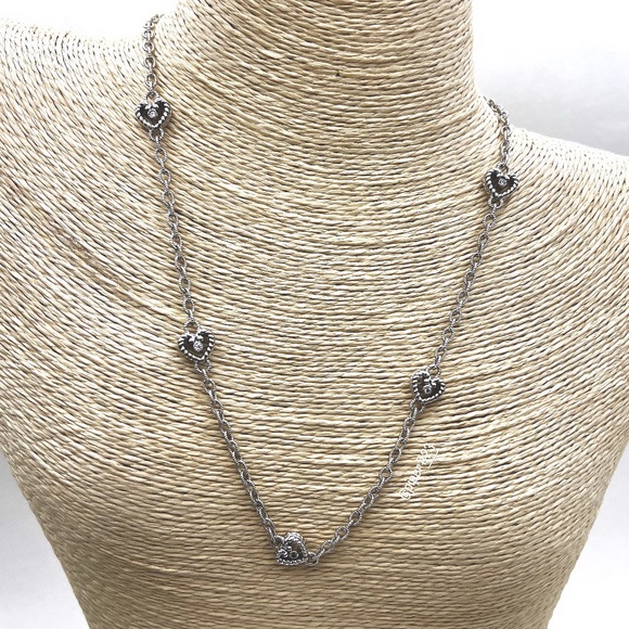 Judith Ripka Textured Diamonique Heart Station 18” Necklace - Picture 10 of 11